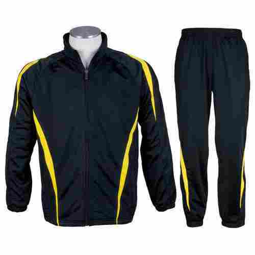 Full Black Sport Track Suits With Polyester Materials And Full Sleeves, Normal Wash