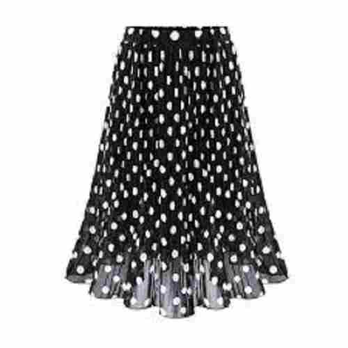 Black Polka Dot Printed High Waist Regular Fit Comfortable Ladies Skirt