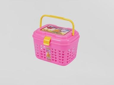Pink Plastic Picnic Time Big Basket With Handles With Anti Crack Properties
