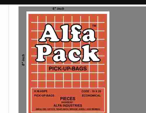 Economical Orange And White Color Alfa HDPE Pickup Bags, 16x20 Inch Size