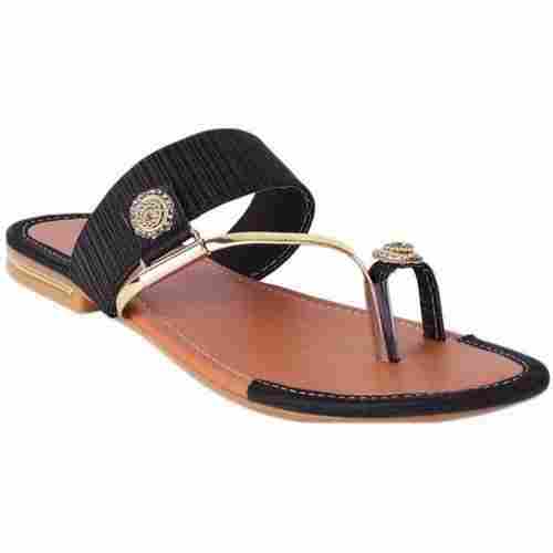 Synthetic Material, Soft and Comfortable Ladies Party Wear Synthetic Flats Slipper PU Open Sandal 