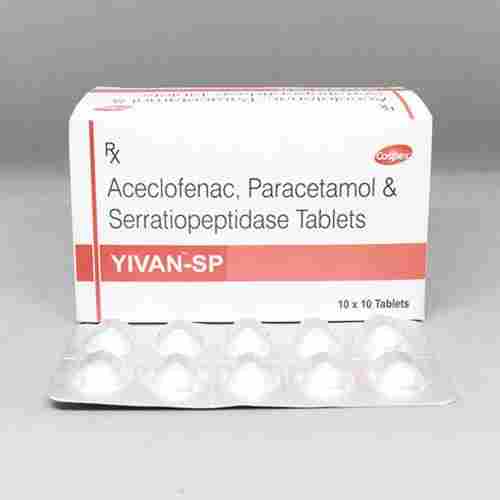 Yivan-SP Aceclofenac Paracetamol And Serratiopeptidase Tablets, 10x10 Blister Pack