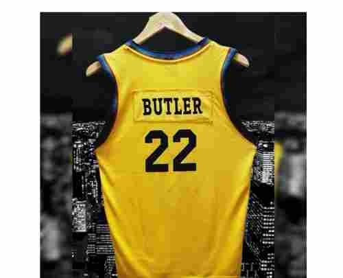 100% Polyester Yellow Color Sleeveless Basketball Jersey For Sports Wear