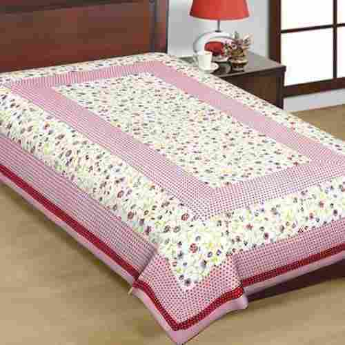 Stylish and Luxurious White And Pink Color Single Printed Fancy Cotton Bed Sheet