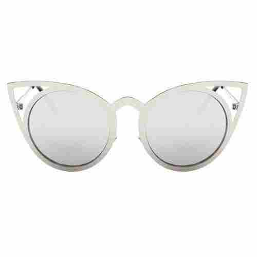 Stylish Unbreakable Round Sunglasses With Cateye Metal Cut-Out Fashion Frame