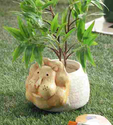 Table Top Orange And White Terracotta Rustic Look Cute Lion Decorative Planter