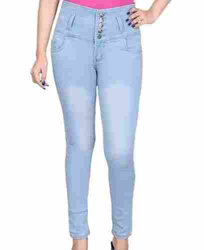 Comfortable Low-Rise Waist Sky Blue Casual Wear Ladies Denim Jeans