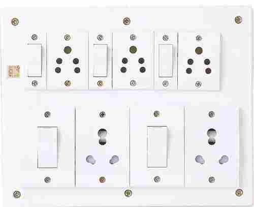 White Pvc 240-Volts Electrical Switch Boards With Five Switch And Five Sockets 