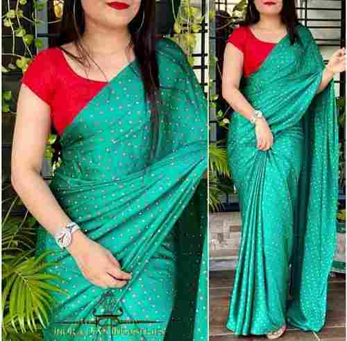 Green Colour Designer Printed Ladies Saree For Party Wear, Wedding Wear 