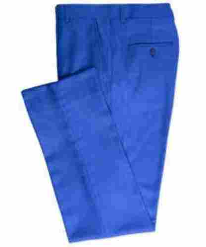 Anti Wrinkle Blue Plain Zipper Fly Mens Formal Trouser For Office And Casual Wear