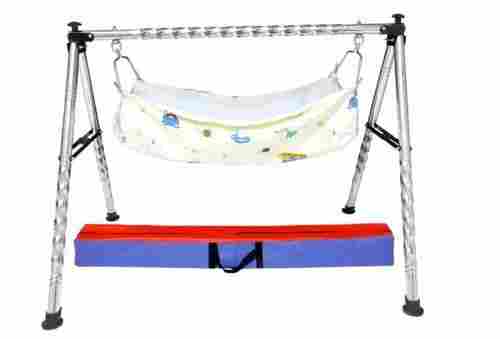 Chrome Finished Stainless Steel Baby Folding Cradle For New Born Babies
