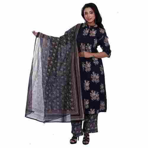 Ladies Full Sleeves Multicolored Printed Cotton Silk Stitched Salwar Suit With Dupatta