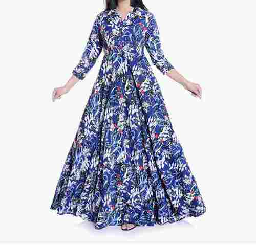 Machine Washable Party Wear Ladies Anarkali Dress In Cotton Silk Fabric