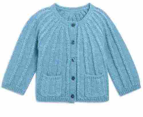 Kids Fashionable Full Sleeves Hand Knitted Cotton Sweater (Blue)