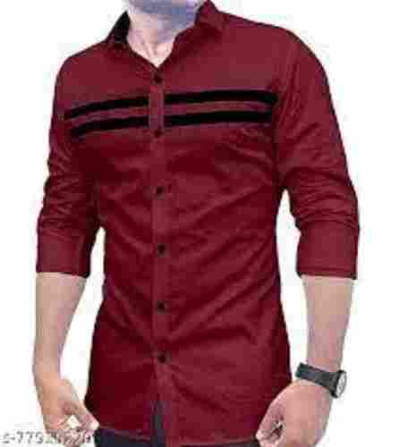 100% Cotton Elegant And Casual Wear Stretchable Fabric Maroon Men's Shirts