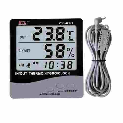 10% ~ 99% Humudity Range Indoor/Outdoor LCD Display Digital Thermo Hygrometer With Clock