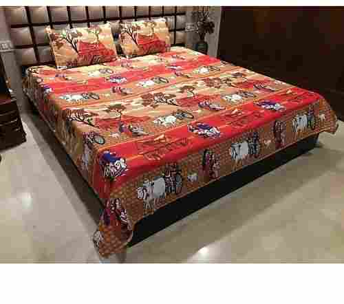 100% Pure Cotton Fabric Multicolor Printed Bedsheet With Two Pillow Covers