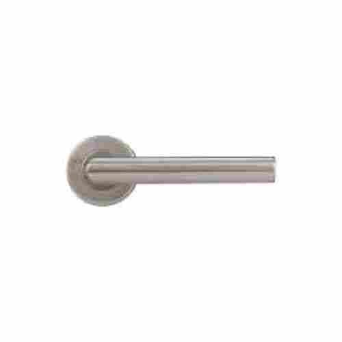 Double Dummy Angle Left Handed Lever With Plain Rosette Silver Door Handle