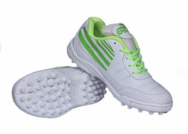 White Comfortable To Wear Sturdy Design Slip Resistance Green Stripes Pvc Sports Shoes