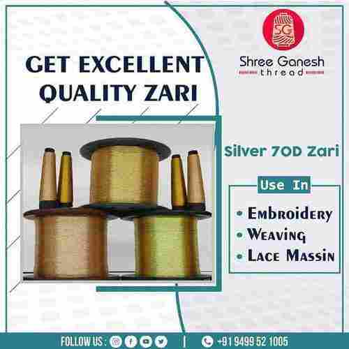 Silver 70D Embroidery Weaving Zari Yarn