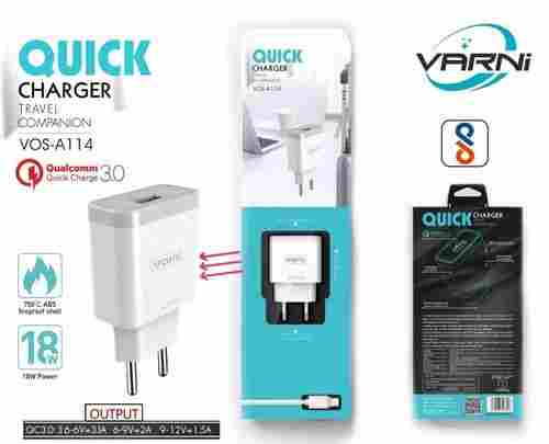 2 Pin Type And White Color Mobile Charger For Fast Charing