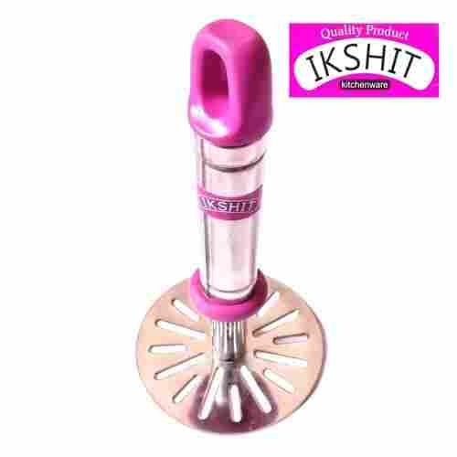 Pink Manual Potato Mashers With Plastic Handle For Kitchen Uses