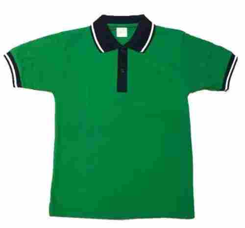 Safe and Non Toxic Fabric Green Color Comfortable Pure Cotton Polo T Shirt For Kids 