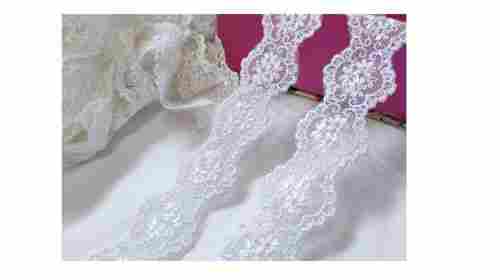 White Color Cotton Self Embroidered French Lace On Net Fr Garment