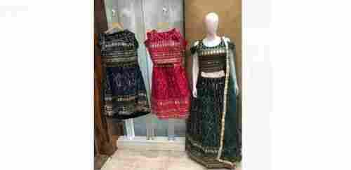Best Price Multicolor Party Wear Silk Velvet Lehenga With Crop Top For Girls