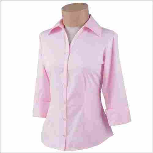 Washable And Plain Pattern Full Sleeve Ladies Cotton Formal Shirts For Casual Wear