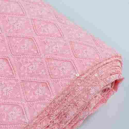 Light Pink Color Lakhnavi Embroidery Georgette Fabric For Party Wear Suits