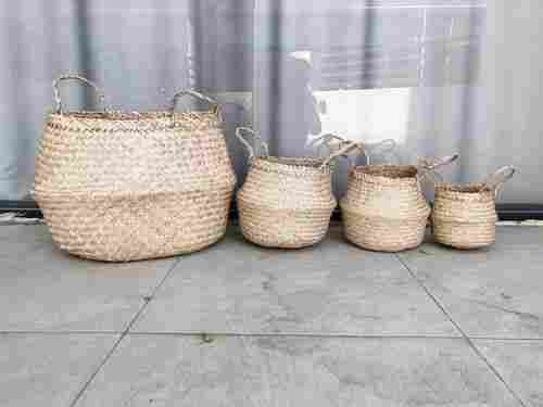 Natural Handmade Seagrass Belly Basket For Decoration