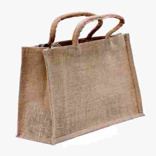 Environmental Friendly With Zip Closure And Jute Handle Brown Plain Jute Shopping Bag