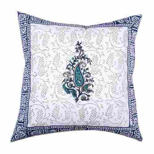 Light Blue And White Cotton Pillow Cover With Anti Shrinkage