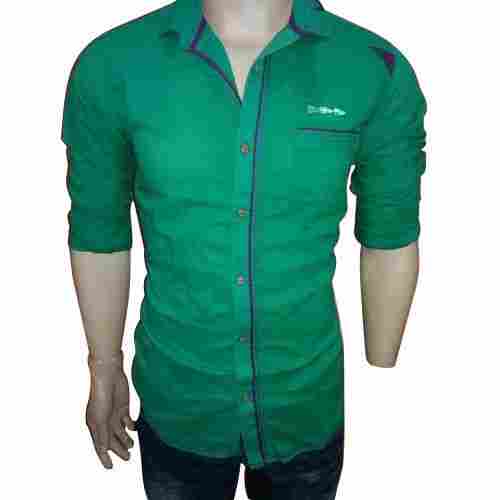 Perfect for Every Occasion Comfortable Green Colour Plain Full Sleeves Mens Casual Shirts