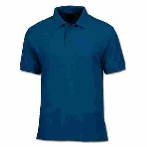 Light Weight and Breathable Fabric Blue Plain Customized Cotton Sort Sleeves Mens Polo T Shirt