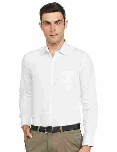 Mens Formal Wear Regular Fit Full Sleeves White Plain Pure Cotton Shirt