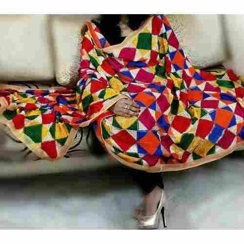 Printed Cotton Phulkari Dupatta For Party And Casual Wear