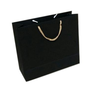 Disposable Rope Handle Black Fancy Paper Bag Ideal For Storing Food, Groceries, Clothes, Toys