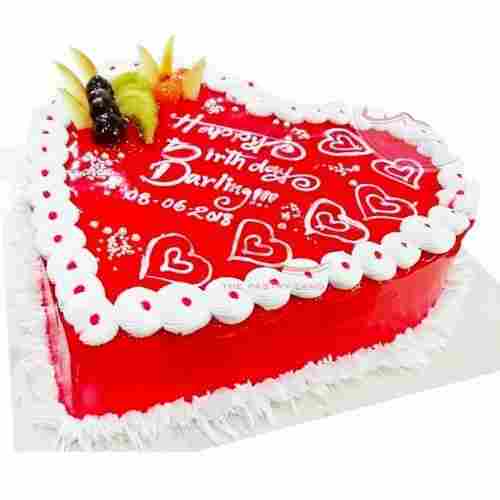 100 Percent Fresh Baked And Delicious Taste With Red Gel Topping Birthday Cake