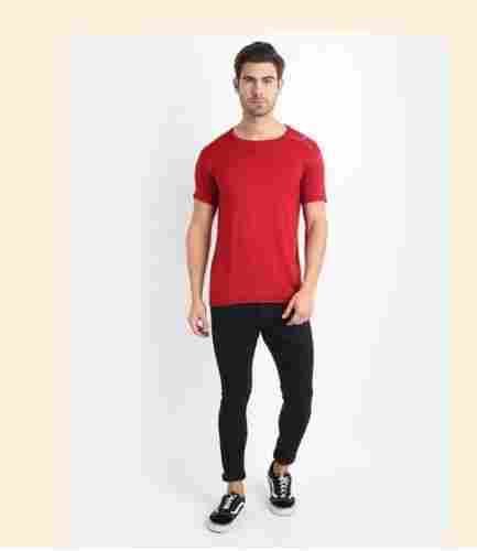 Bamboo Fabric Red T-Shirt For Usage Mens Medium Size Light Weight And Comfortable