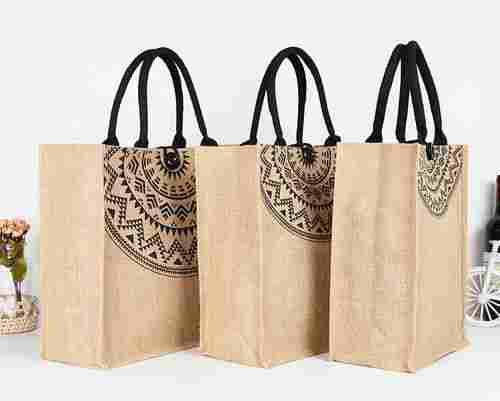 Printed Eco Friendly Jute Carry Bags For Grocery Shopping