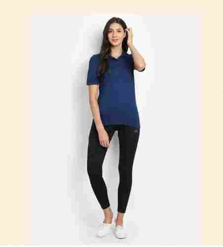 Women Bamboo Fabric Polo T-Shirt Blue Color Light Weight And Comfortable 