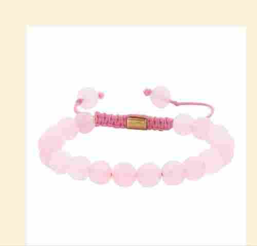 Real Rose Quartz Healing Bracelet For Love Pink Color Light Weight And Comfortable