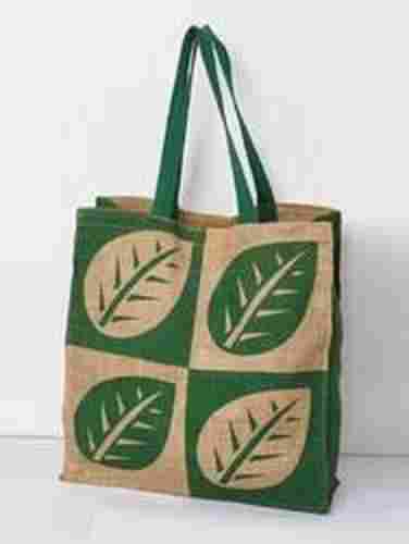 Eco Friendly Green And Brown Colour Washable Designer Jute Carry Bag For Shopping