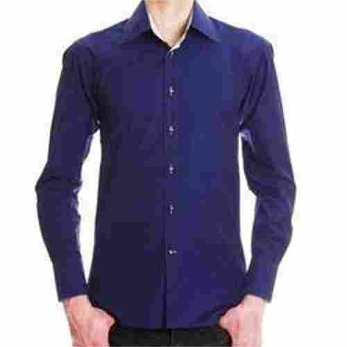 100% Cotton Blue Men'S Plain Casual Shirt With Cool & Stylish Design For Party Wear