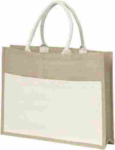 Eco Friendly Washable White And Brown Colour Handmade Jute Bag