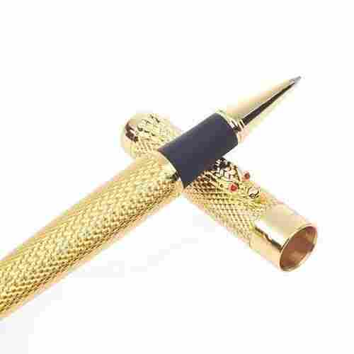 Official Use Gold Leaf Shiny Metal Blue Ball Pen For Smooth Writing