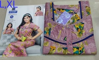 Multicolor Traditional Comfortable Designer 100% Cotton Full Length Ladies Printed Nighty