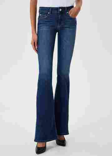 Casual Wear Blue Color Boot Cut Jeans With Regular Fit and Denim Fabrics